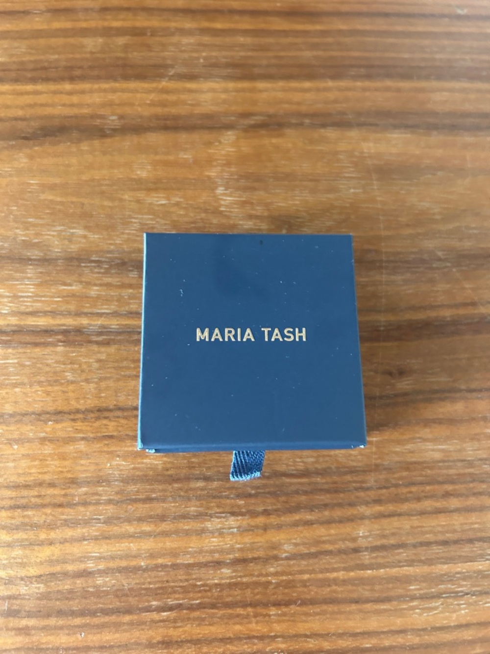 MARIA TASH Navy Jewelry Case with Gold Logo